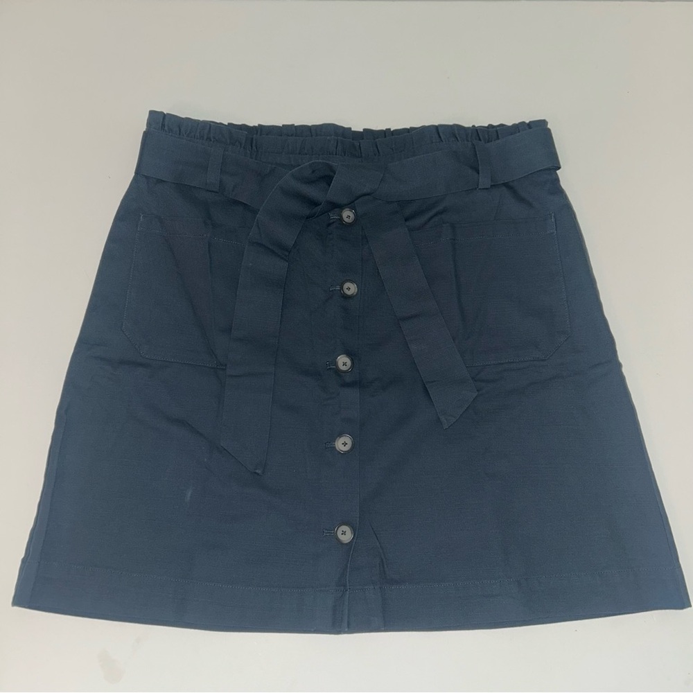 LOFT OUTLET womens cotton viscose ruffle button front belted waist skirt size 14